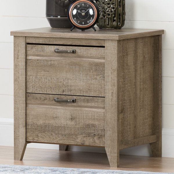 South Shore Lionel 2 Drawer Nightstand in Weathered Oak & Reviews
